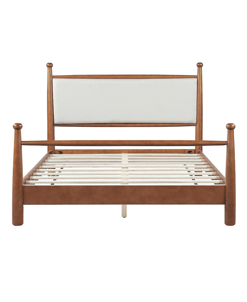 Streamdale Furniture Solid Poplar and Plywood Bed Frame with Upholstered Headboard