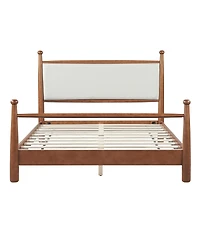Streamdale Furniture Solid Poplar and Plywood Bed Frame with Upholstered Headboard