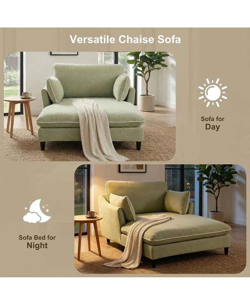 Streamdale Furniture Modern 51.2" Chaise Lounge Sofa Bed with Pillows