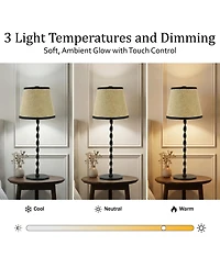 Bell + Howell Twist Stem Twisted Linen Shade Rechargeable Touch Control Led Dimmable Cordless Table Lamp