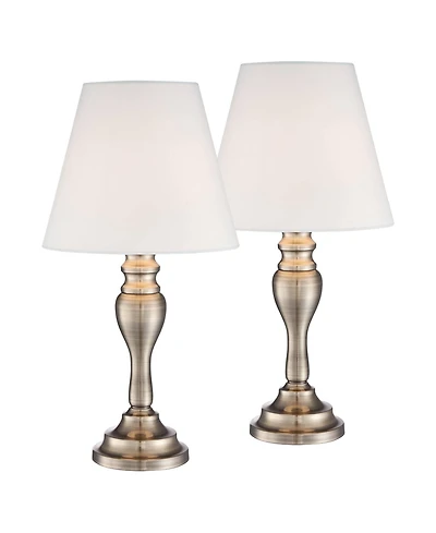 Regency Hill Traditional Accent Table Lamps 19 1/4" High Set of 2 Brass Shade Touch On Off for Bedroom Bedside Office