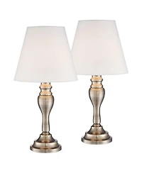 Regency Hill Traditional Accent Table Lamps 19 1/4" High Set of 2 Brass Shade Touch On Off for Bedroom Bedside Office