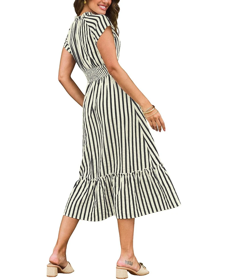 Cupshe Women's Sunset Cruise Striped Midi Beach Dress