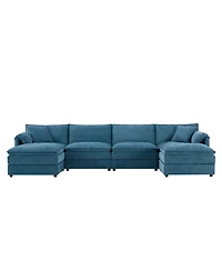 Streamdale Furniture 136" Chenille U-Shaped Modular Sectional Sofa with Movable Ottoman