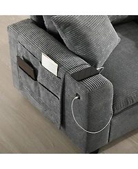 Streamdale Furniture 139'' U-Shaped Modular Corduroy Sectional Sofa with Storage and Usb Charger