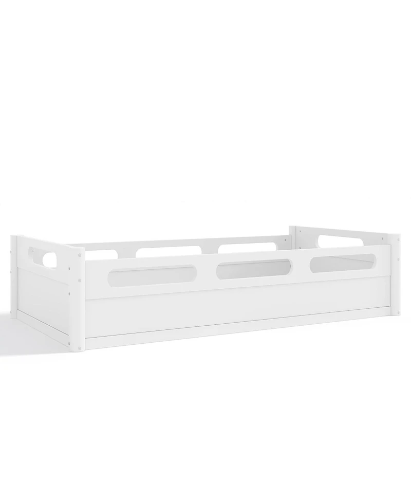 Streamdale Furniture Floor Platform Bed with Guardrails, Low Profile