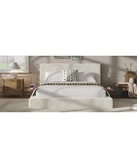 Streamdale Furniture Bed Frame with Sliding Side Table and Upholstered Cushion