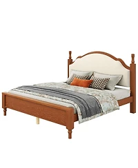 Streamdale Furniture Wood Platform Bed with Upholstered Headboard