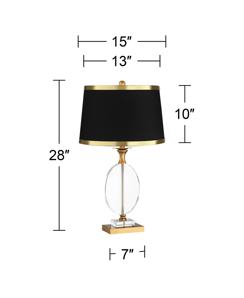 Vienna Full Spectrum Modern Table Lamp 28" Tall Clear Crystal Glass Metal Drum Shade for Bedroom Living Room Bedside House