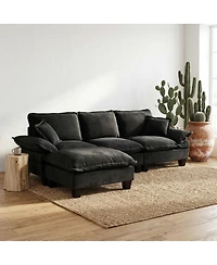 Streamdale Furniture Modular L-Shape Cloud Sectional Sofa with Ottoman and Pillows