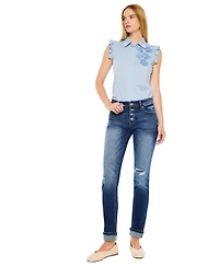 KanCan Women's Eternity Mid Rise Skinny Straight Jeans