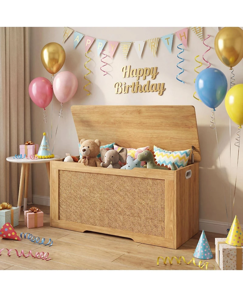 Costway Kids Storage Bench, 40" Toy Box with Flip Top, 2 Metal Hinges and Side Handles