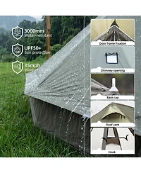 Streamdale Furniture 4 Season 13.1Feet Waterproof Bell Tent with Stove Jack for 8 People