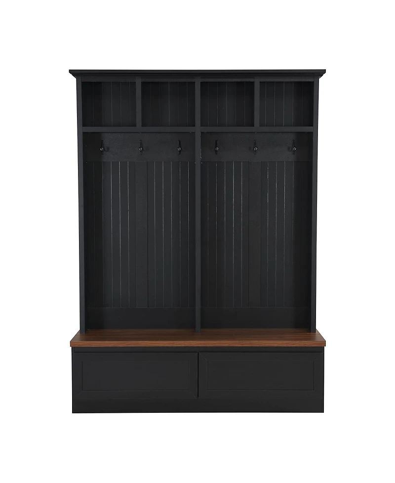 Streamdale Furniture Farmhouse 4-in-1 Hall Tree with Storage Bench and 2 Drawers