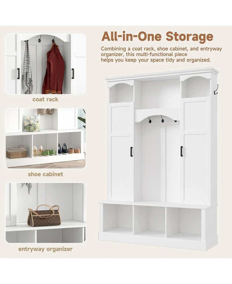 Streamdale Furniture Modern Arched Hall Tree with Storage Bench and 7 Hooks