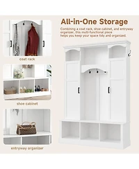 Streamdale Furniture Modern Arched Hall Tree with Storage Bench and 7 Hooks