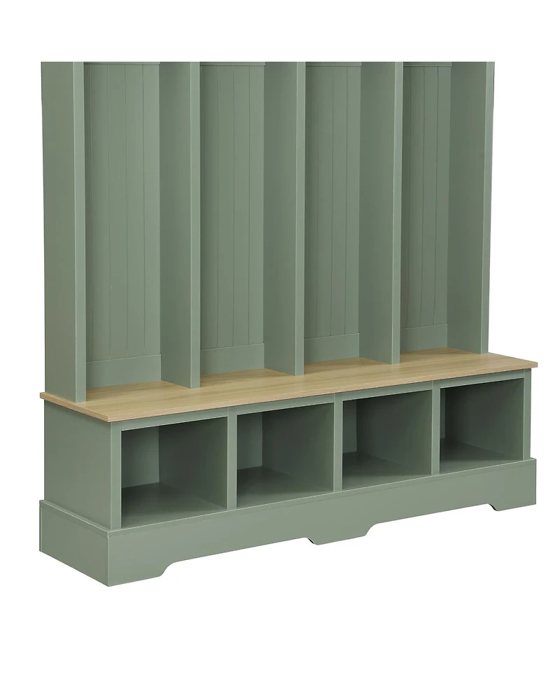 Streamdale Furniture Farmhouse 3-in-1 Hall Tree with 8 Hooks and Shoe Storage