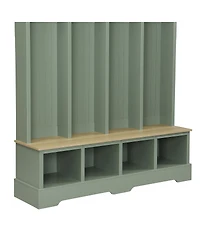 Streamdale Furniture Farmhouse 3-in-1 Hall Tree with 8 Hooks and Shoe Storage