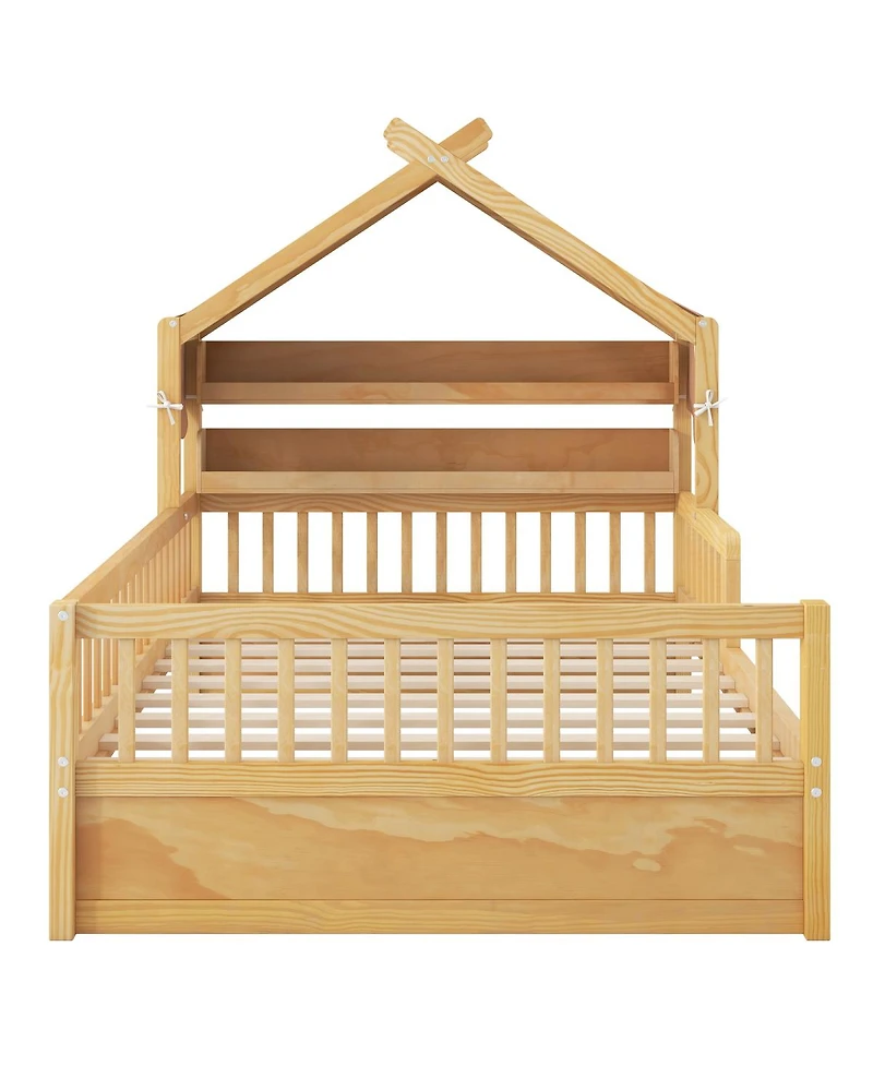 Streamdale Furniture Wooden House Bed with Storage Headboard Shelf