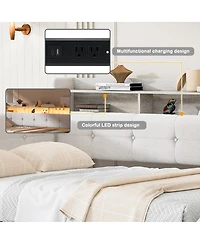 Streamdale Furniture Upholstered Daybed with Trundle, Storage, Usb, and Led Lights