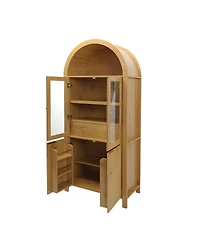 Streamdale Furniture 71" Fluted Arched Pantry Cabinet with Adjustable Shelves and Glass Door