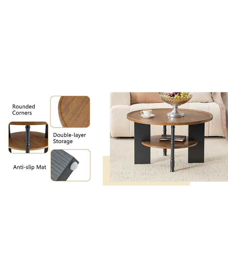 Streamdale Furniture 2-Piece Round Coffee Table and Side Table Set with Storage