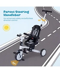 Slickblue Toddler Tricycle 8-in-1 with Push Handle and Canopy