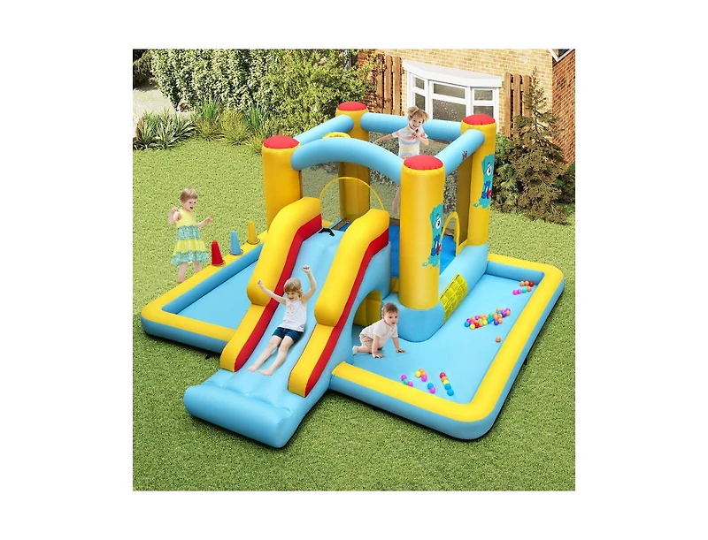 Slickblue Inflatable Bouncy Castle 7-in-1 with Slide and Tunnel