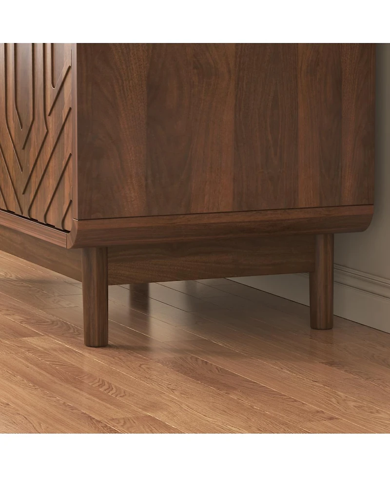 Streamdale Furniture 4-Door Carved Sideboard Buffet Cabinet with Adjustable Storage Shelves