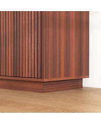 Streamdale Furniture 4-Door Fluted Tv Stand with Power Outlet and Storage Cabinet