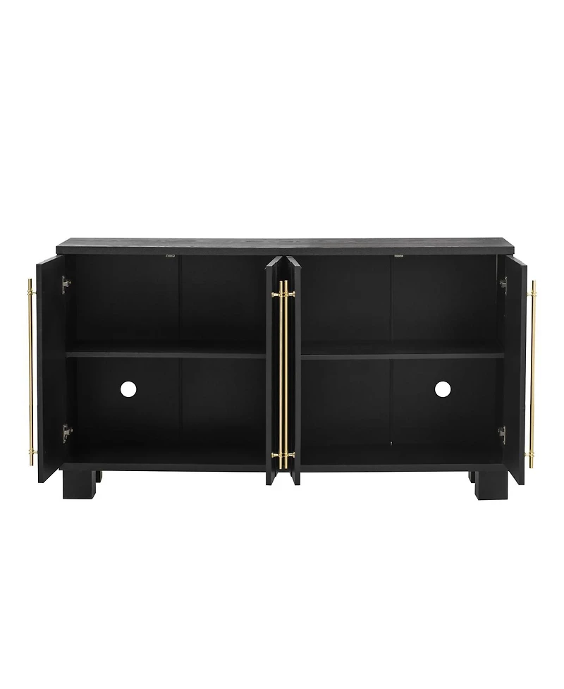 Streamdale Furniture Sideboard Buffet Cabinet with Adjustable Shelves and Gold Handles