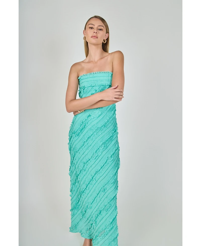 endless rose Women's Strapless Ruffled Maxi Dress