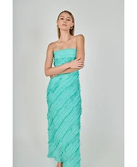 endless rose Women's Strapless Ruffled Maxi Dress