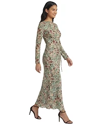Donna Morgan Women's Boat Neck Long Sleeve Fitted Midi Dress