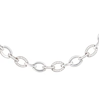Genevive Brilliant Gold Plated Micro Cz Pave Oval Link Necklace
