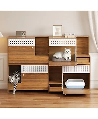 Streamdale Furniture 2-in-1 Modern Cat Litter Box Enclosure and Side Table