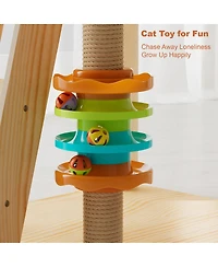 Streamdale Furniture 59" Modern Wood Cat Tower with Sisal Scratching Posts and Acrylic Hammock