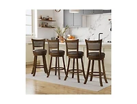 Slickblue Set of 2 Swivel Counter Height Bar Stools with Rattan Backrest and Footrest
