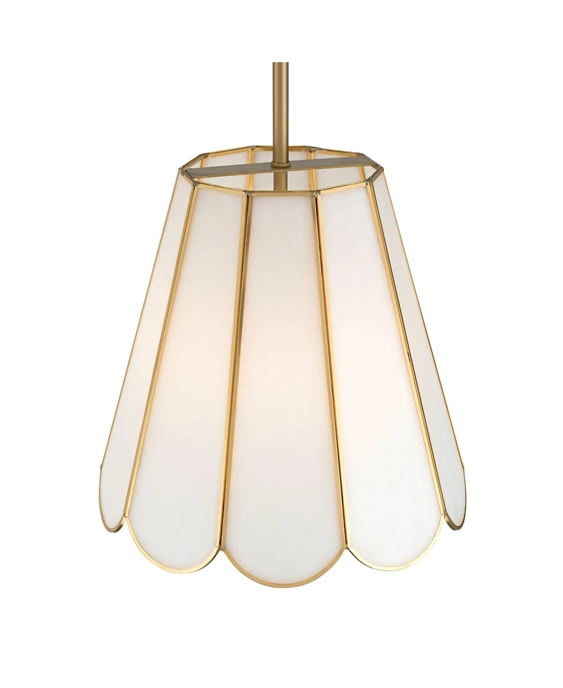 Possini Euro Design Eldridge 12 1/4 Inch Wide Brass and Seashell Mini Pendant Light