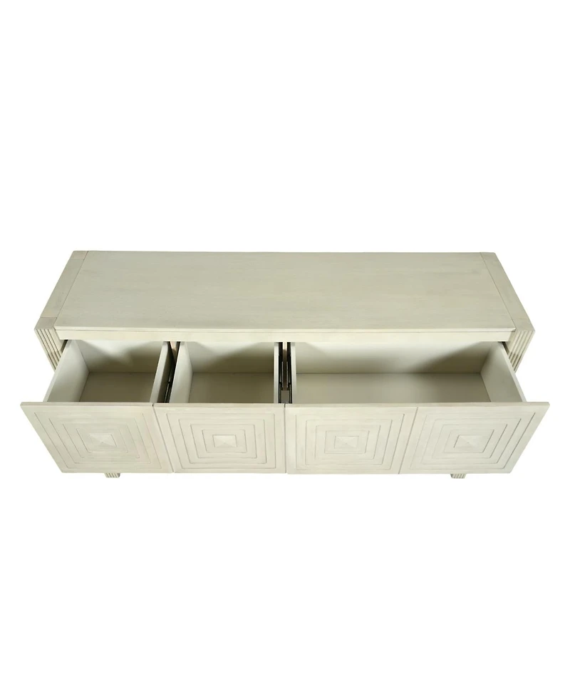 Streamdale Furniture Geometric Carved 3-Drawer Console Table with Fluted Legs