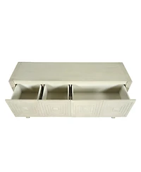 Streamdale Furniture Geometric Carved 3-Drawer Console Table with Fluted Legs