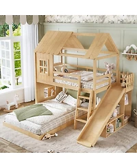 Streamdale Furniture Full House Bunk Bed with Storage, Wardrobe, and Slide