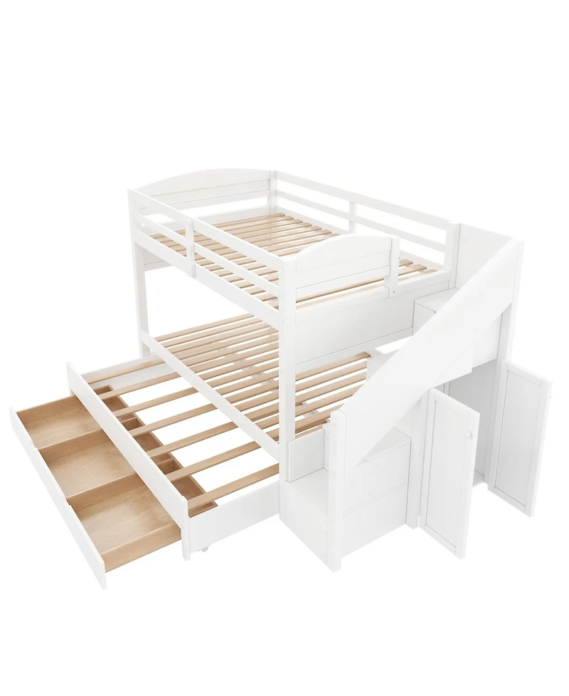 Streamdale Furniture Bed with Trundle, Storage Drawers, Staircase, and Wardrobe