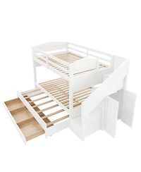 Streamdale Furniture Bed with Trundle, Storage Drawers, Staircase, and Wardrobe