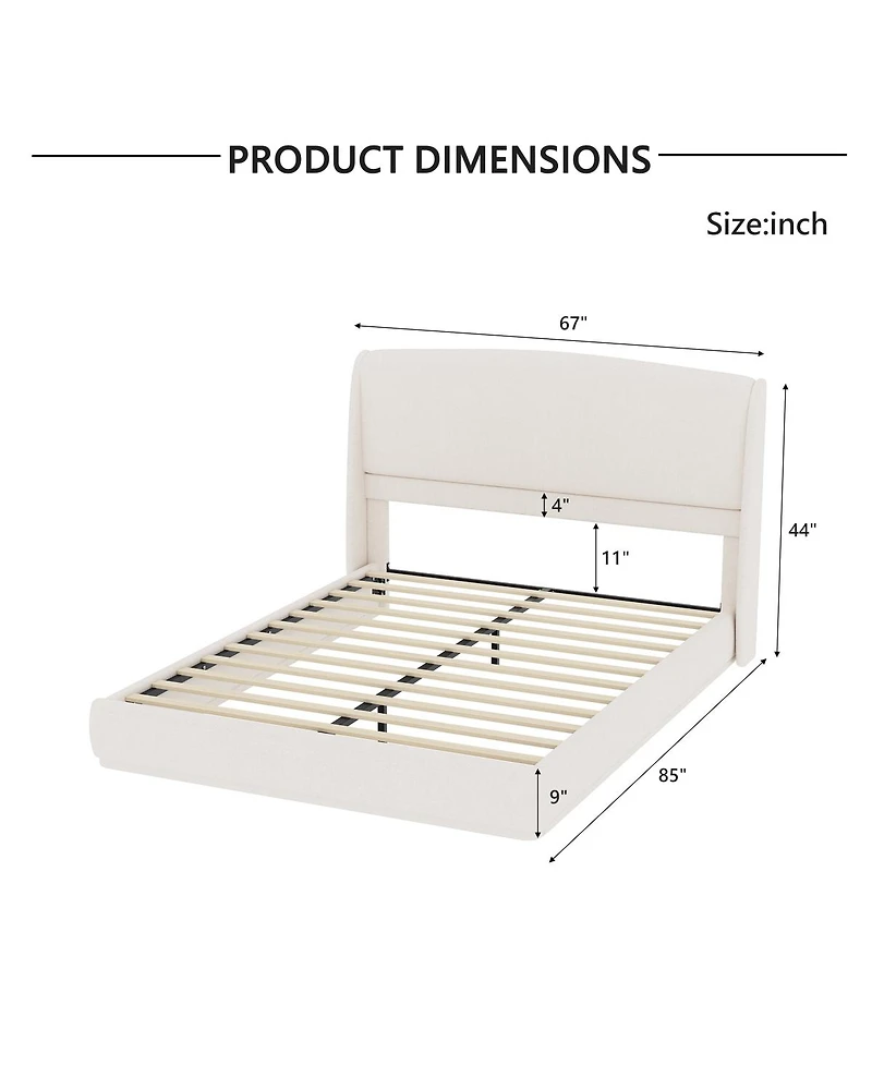 Streamdale Furniture Upholstered Wingback Platform Bed Frame