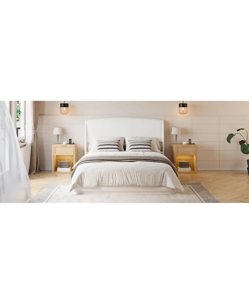 Streamdale Furniture Upholstered Wingback Platform Bed Frame