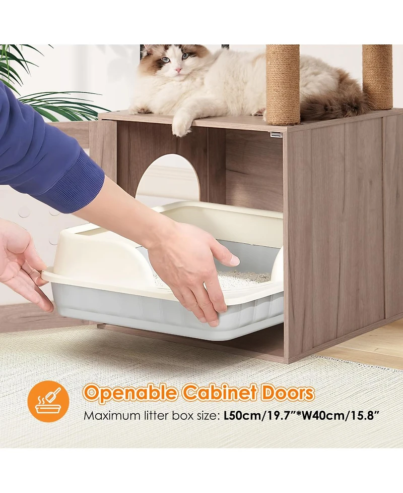 Streamdale Furniture All-in-One Cat Tree with Litter Box Enclosure and Scratching Posts