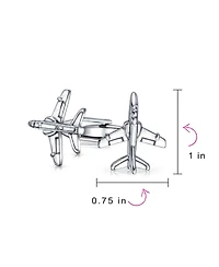 Bling Jewelry Men's Pilot Military Jet Airplane Shirt Cufflinks Silver Tone Stainless Steel