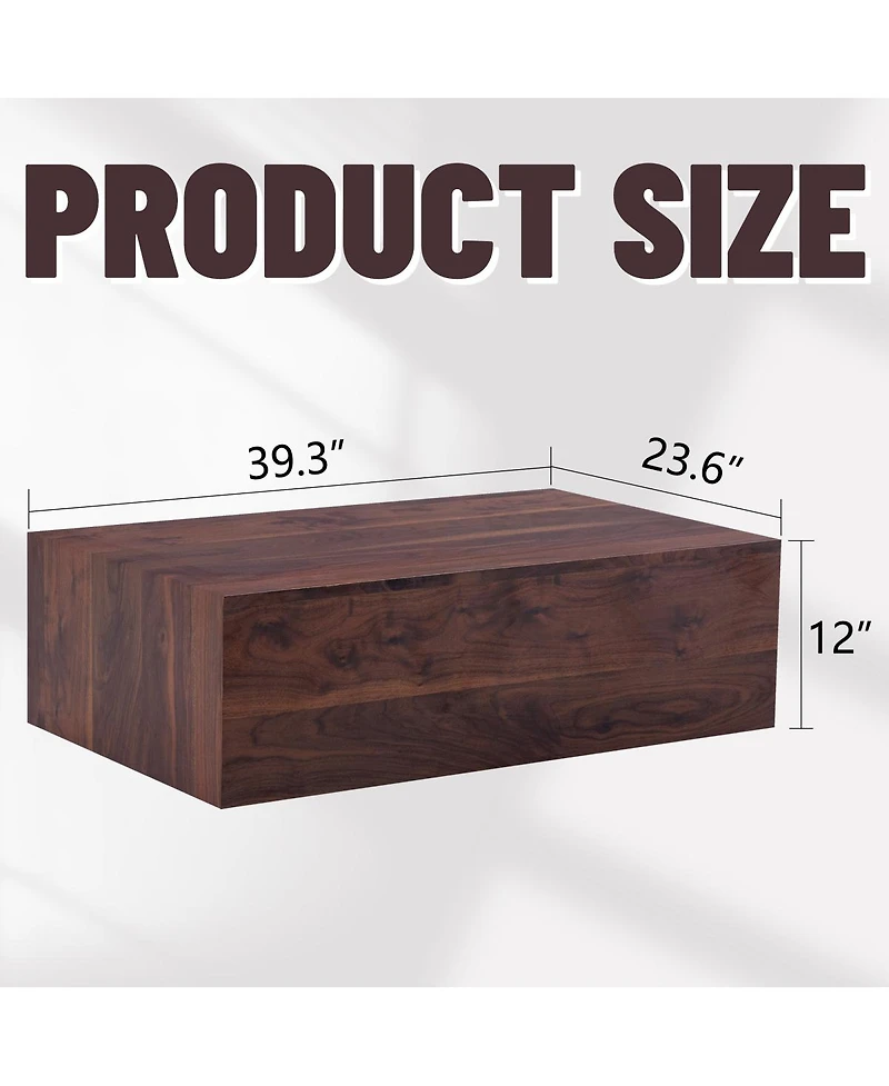 Streamdale Furniture Wood Grain Mdf Coffee Table - 39.3 x 23.6 x 12 Inch