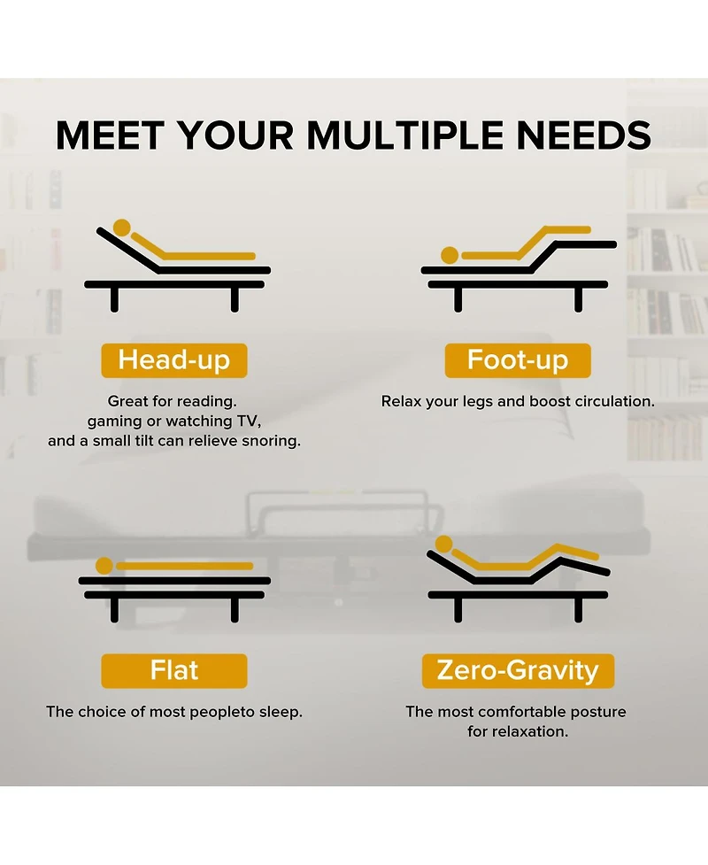 Streamdale Furniture Bed Base with Wireless Remote, Usb Ports and Zero Gravity